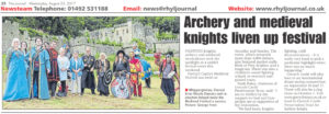 Article from the Rhyl Journal titled "Archery and medieval knights liven up festival"