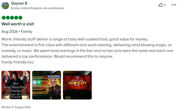 Screenshot of a positive review