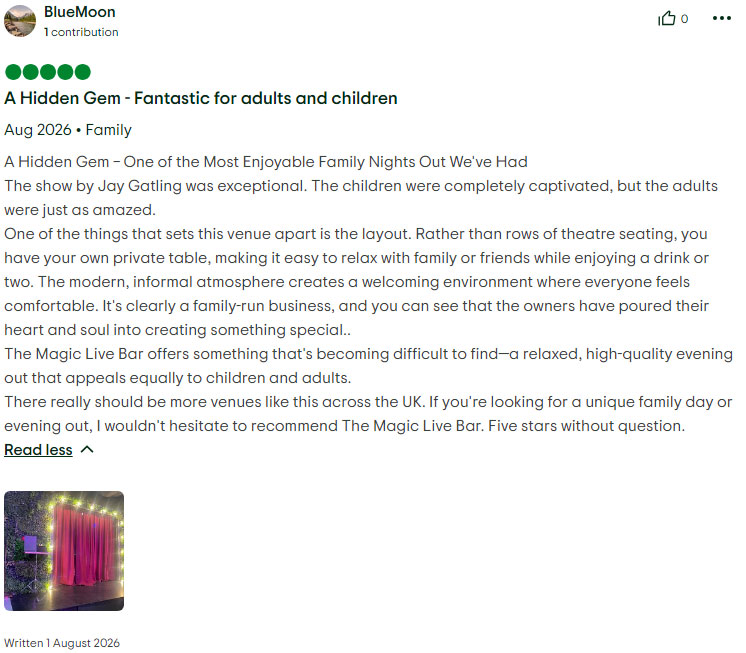 Screenshot of a positive review