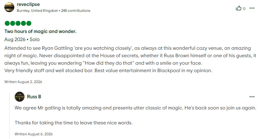 Screenshot of a positive review
