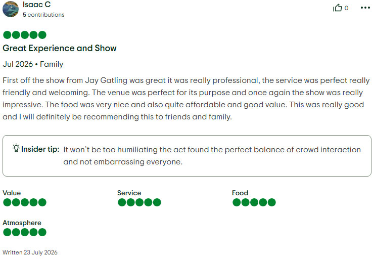Screenshot of a positive review